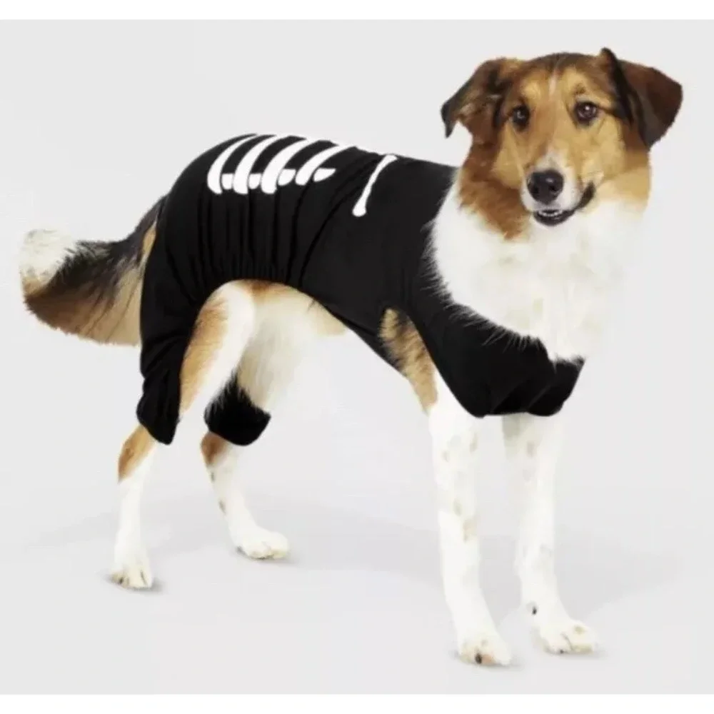 Hyde &‎ Eek Dog Large Pajamas Halloween Costume Skeleton Bones Black Small S